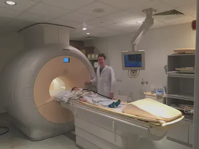 Non-invasive diagnostic imaging in the MRI laboratory (courtesy of the patient and his or her legal guardian).
